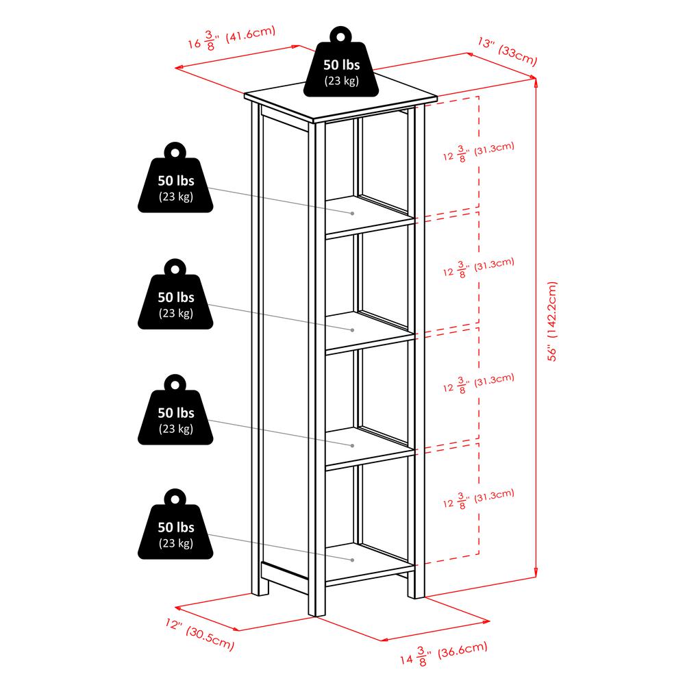 Verona 4-Section N Storage Shelf with 4 Foldable Beige Color Fabric Baskets