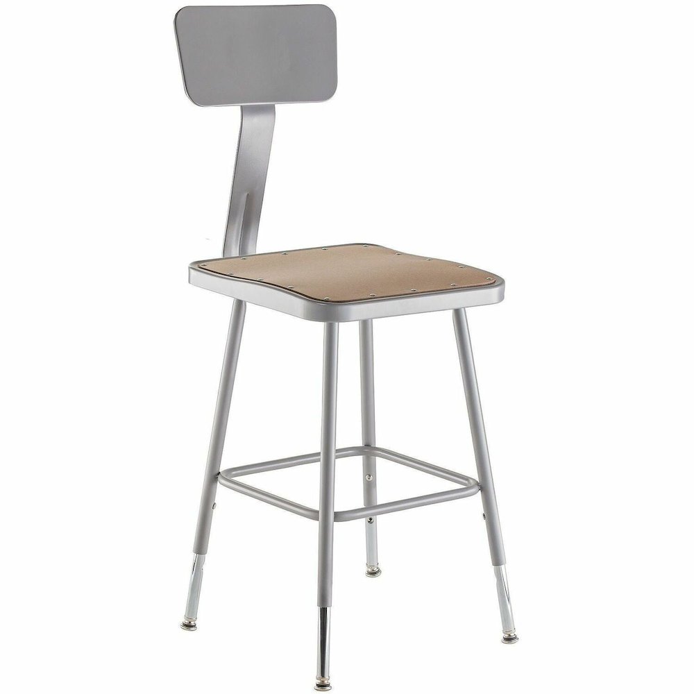 National Public Seating 6300 Series Heavy-Duty Square-Seat Stools – Masonite Seat Material – Gray Frame Color – Steel Frame Material – Four-legged Base – Gray – 1 Each
