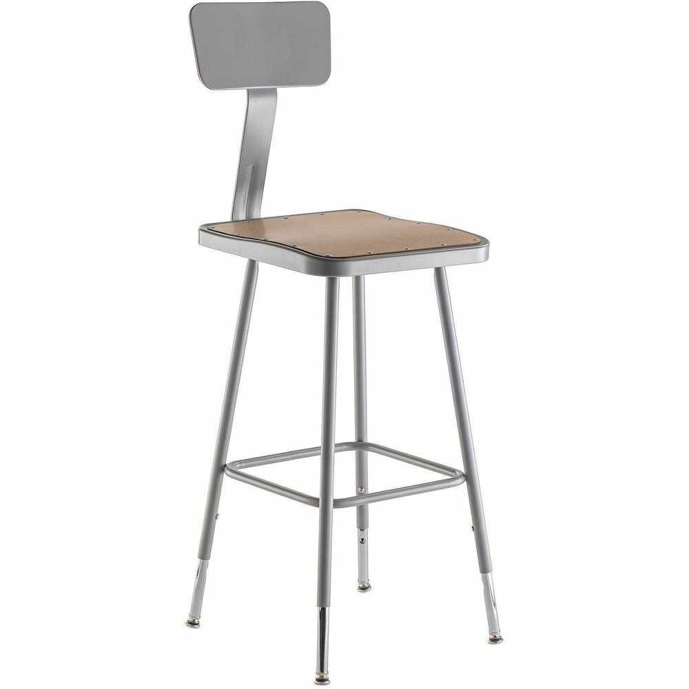 National Public Seating 6300 Series Heavy-Duty Square-Seat Stools – Masonite Seat Material – Gray Frame Color – Steel Frame Material – Four-legged Base – Gray – 1 Each