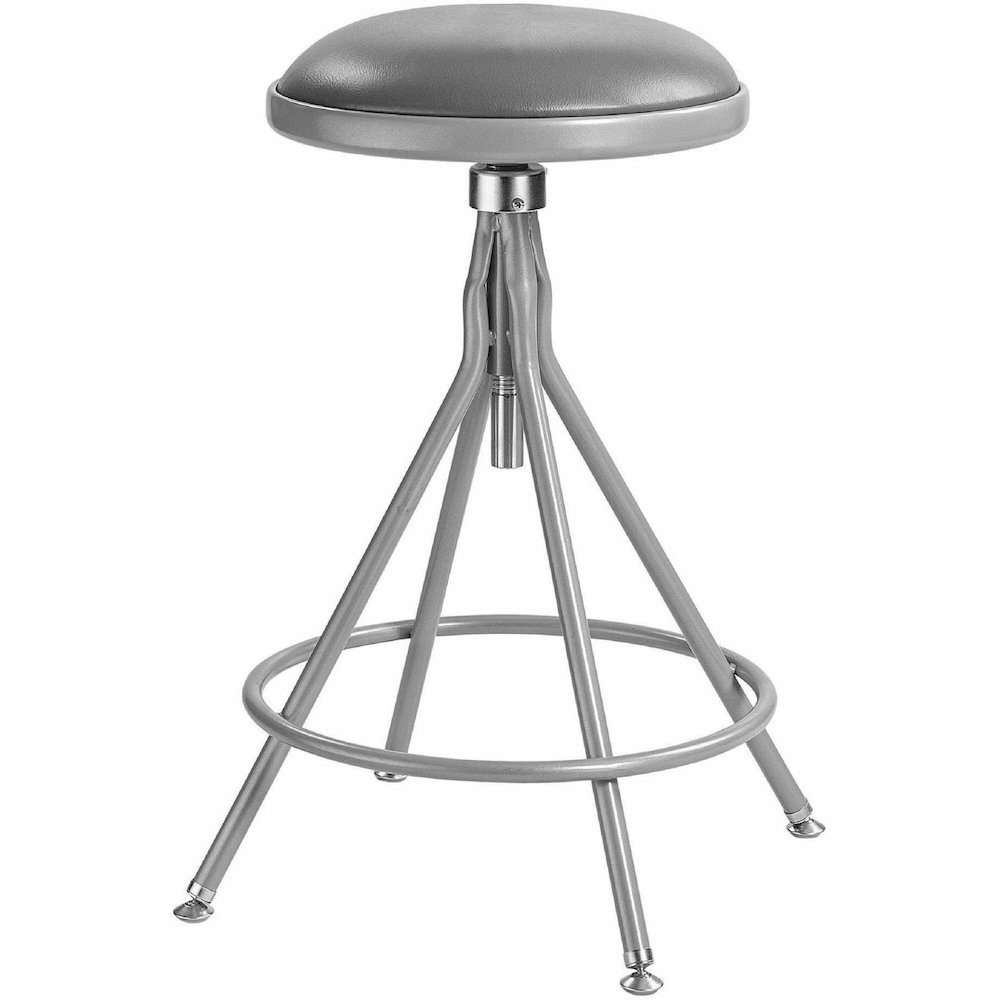 National Public Seating 6500 Series Heavy-Duty Swivel Stools – Gray Seat Color – Vinyl Seat Material – Gray Frame Color – Steel Frame Material – Four-legged Base – Gray – Metal – 1 Each