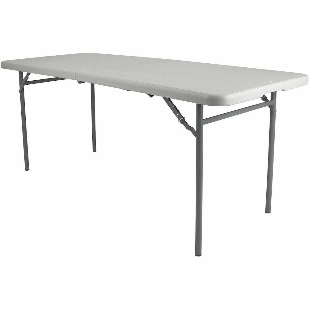 National Public Seating Industrial Fold-in-Half Tables – Speckled Gray Rectangle Top – Four Leg Base – 4 Legs – 700 lb Capacity – 60″ Table Top Length x 30″ Table Top Width x 1.70″ Table Top Thickness
