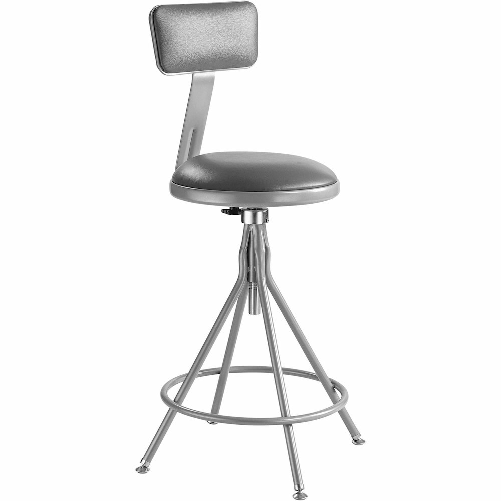 National Public Seating 6500 Series Heavy-Duty Swivel Stools – Gray Seat Color – Vinyl Seat Material – Gray Frame Color – Steel Frame Material – Four-legged Base – Gray – Metal – 1 Each