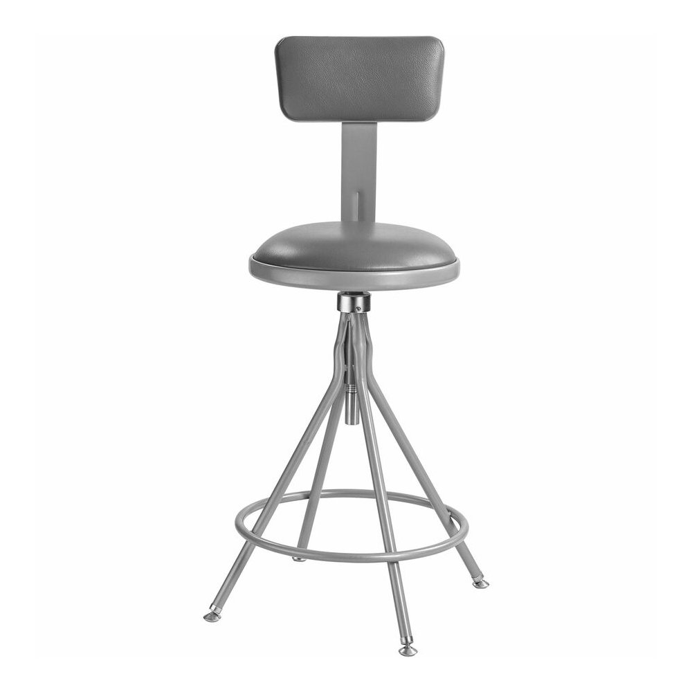 National Public Seating 6500 Series Heavy-Duty Swivel Stools – Gray Seat Color – Vinyl Seat Material – Gray Frame Color – Steel Frame Material – Four-legged Base – Gray – Metal – 1 Each