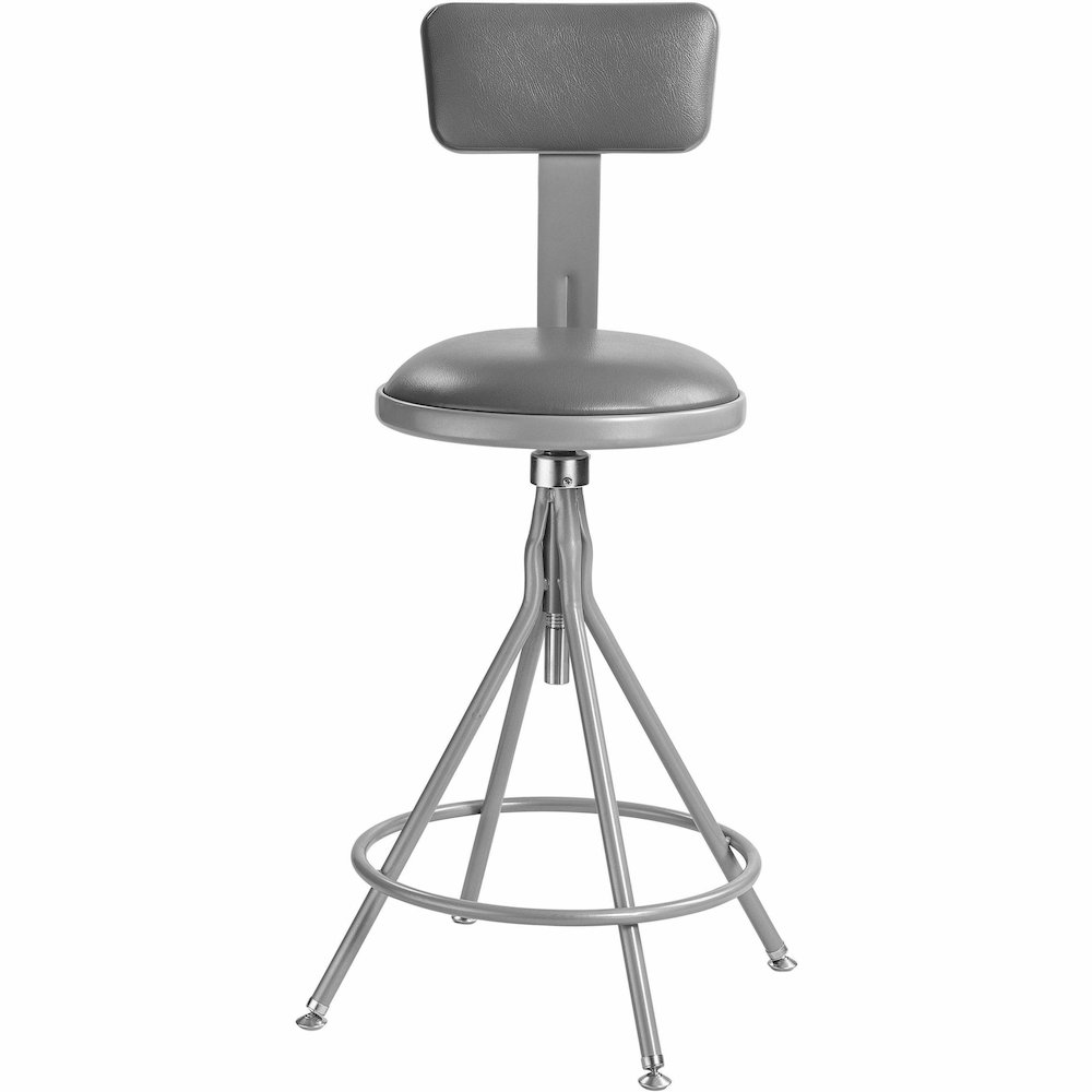 National Public Seating 6500 Series Heavy-Duty Swivel Stools – Gray Seat Color – Vinyl Seat Material – Gray Frame Color – Steel Frame Material – Four-legged Base – Gray – Metal – 1 Each