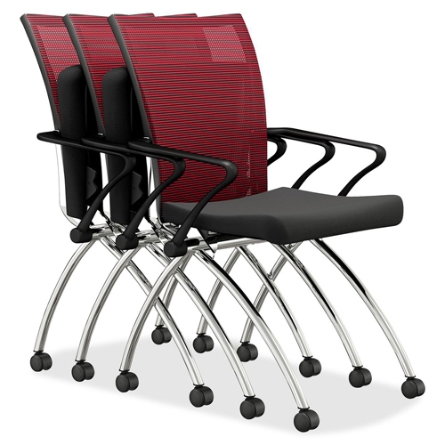 Valore TSH1 High Back Chair with Arms – Fabric Red Seat – Chrome Black Frame – 23″ x 24″ x 36.5″ Overall Dimension. Set of 2