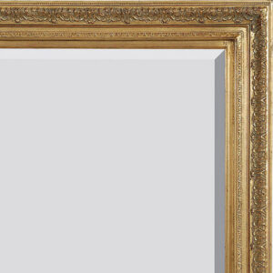 Interior size is 24 x 36 with an overall exterior dimension of 33 x 44 with a profile width of 4 " and a profile height of 2.25"    . Our Prestige frame is a very popular and beautiful solid wood frame with a refined ornamentation design and wood liner
