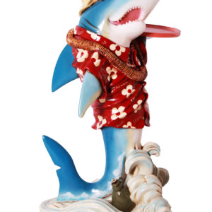 Our Sharky Butler with Tray 35" is a fun depiction of a Shark with Tropical Garb. Miami Vice has nothing on this too cool for school Shark. This conversation piece is also functional
