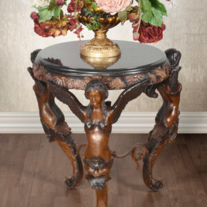 A Neoclassical inspired in lost wax cast bronze measuring 33 inches Diameter and a height of 31.5 inches. Offered by Timeless Creations