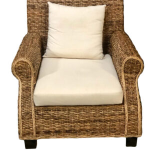 This natural organic Chair is from the Cabana Grand Collection. Special attention was paid to making this Chair extra comfortable and also more spacious ; collection features thicker arms and a larger overall scale used in the design and manufacturing. Measuring 37.00 x 35.50 x 43.25 Inches. Sold Separately