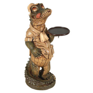 Add a splash of humor and Southern charm to your decor with this Crocodile Butler Statue — a playful yet elegant accent that’s sure to spark conversation. Standing at 23 inches tall