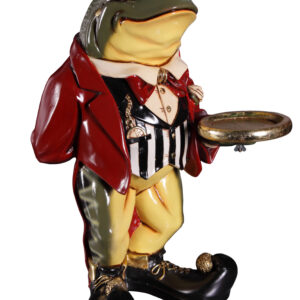 Bring a touch of whimsical charm and playful sophistication to your space with this delightful Frog Butler Statue. Dressed in a dapper tuxedo jacket