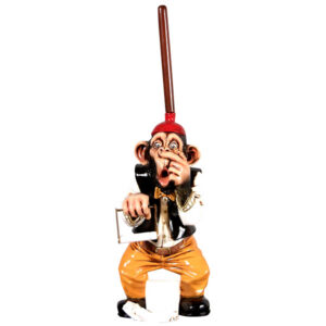 Our crazy Toilet Monkey TP Holder is a functional creation by the legendary artist. Proudly standing 10 inches wide X 11 inches Depth X 25 inches Tall