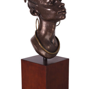 which actually applies metal particles to the finish giving a Bronze effect. The sculpture is then mounted to a faux wood plinth for presentation. Brought to you by the AFD Home Collection. Hand Made in the Philippines. No Assembly required