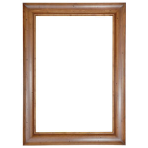 Interior size is 24 x 36 with an overall exterior dimension of 32 x 44 with a profile width of 5" and a profile height of 2"     . Our Small Western Wood frame is a natural framing style. The frame is made in wood with pecky pine technique and finish enhanced with a subtle yet chic gold defining lip finish at its center. The profile is an American classic and is easily paired with any western