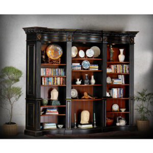 The Buckingham Library Bookcase -BK is one of the larger and most beautiful wall units from Heritage it stands 118" wide x 21" deep x 98" tall. The impressive scale and quality will make a statement when placed in a well designed room as few pieces of furniture can