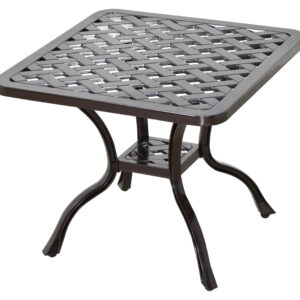 The Savannah End Table by Bridgeton Moore measures 21.5 inches square and stands 20 inches high. This functional table is part of the expansive Savannah Collection