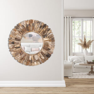 This larger Wood Chuck Round mirror may be the perfect find. No Assembly Required!