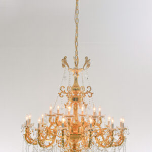 Make a dramatic statement with this Grand Gold Crystal Chandelier