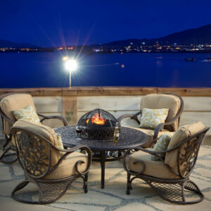this wood-burning outdoor fire pit table is a versatile and stylish addition to your outdoor space. Crafted with a durable and rust-resistant aluminum frame