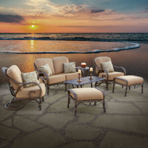 Bridgeton Moore presents the Grand Bonaire Weave 7 Piece Outdoor Set featuring 2.... comfortable deep seating Grand Bonaire Weave Club Chairs