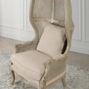 The Continental Balloon Chair-PM is a 30" wide 28" deep x 58.5" tall classic. The Chair features a very unique open dome design with curved styling and intricate yet delicate carved frames. The chairs feature detailed double caning