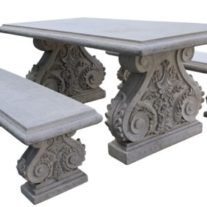 Our Classic Acanthus Garden Table and Bench set of 3 is 75" Long and is a great alternative to add seating to your outdoor Garden or Patio. The Light Finish tones will offer a charming contrast to your flowers and greenery. You will receive 1 table