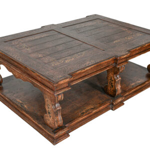 The Inca Grand Coffee Table is a large cocktail table from our Inca Series at 62" wide and offers depth of 42". This series boasts a Spanish influence with large scaled details and its multi layered finish of light and dark sienna and brown tones with subtle natural contrasts resulting from hand rubbing and exposing the rich wood undertones then delicately detailed with hand painted soft scrolls. Consider pairing this table with the matching Inca side tables or console also offered in our Inca series. These tables offered are from our Santa Lucia Collection which consists of handmade