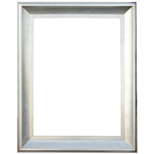 Interior size is 36 x 48  with an overall exterior dimension of 48 x 60 with a profile width of 6" and a profile height of 3"     . Our Sterling Frame is a very beautiful and popular larger scale frame. The frame is made in wood with wood liner and features a very clean and modern all over hand finish of silver leafing.  The inner scooping contoured profile works perfectly to draw the eye inward to showcase the subject of the frames use and will offer a beautiful and trend capturing and dramatic framing result. A FRAMERS CHOICE SELECTION !!!