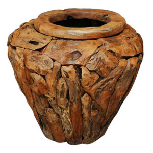 Wide Teak  Vase     30 DIA X 27H