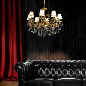 designed to combine durability with a luxurious aesthetic. This chandelier is constructed from robust steel and zinc alloy