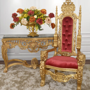 The Royal King Chair is a palatial 36" wide 29.5" deep x 70" tall. The chair is tall and impressive and few chairs make more of a statement