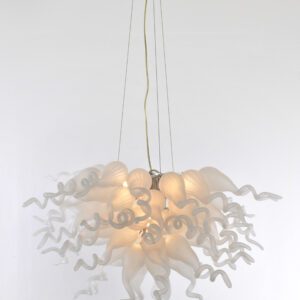 World-Class Hand Blown Glass Artist to design and create these beautiful Blown Glass Burst Chandeliers in a variety of different colors.