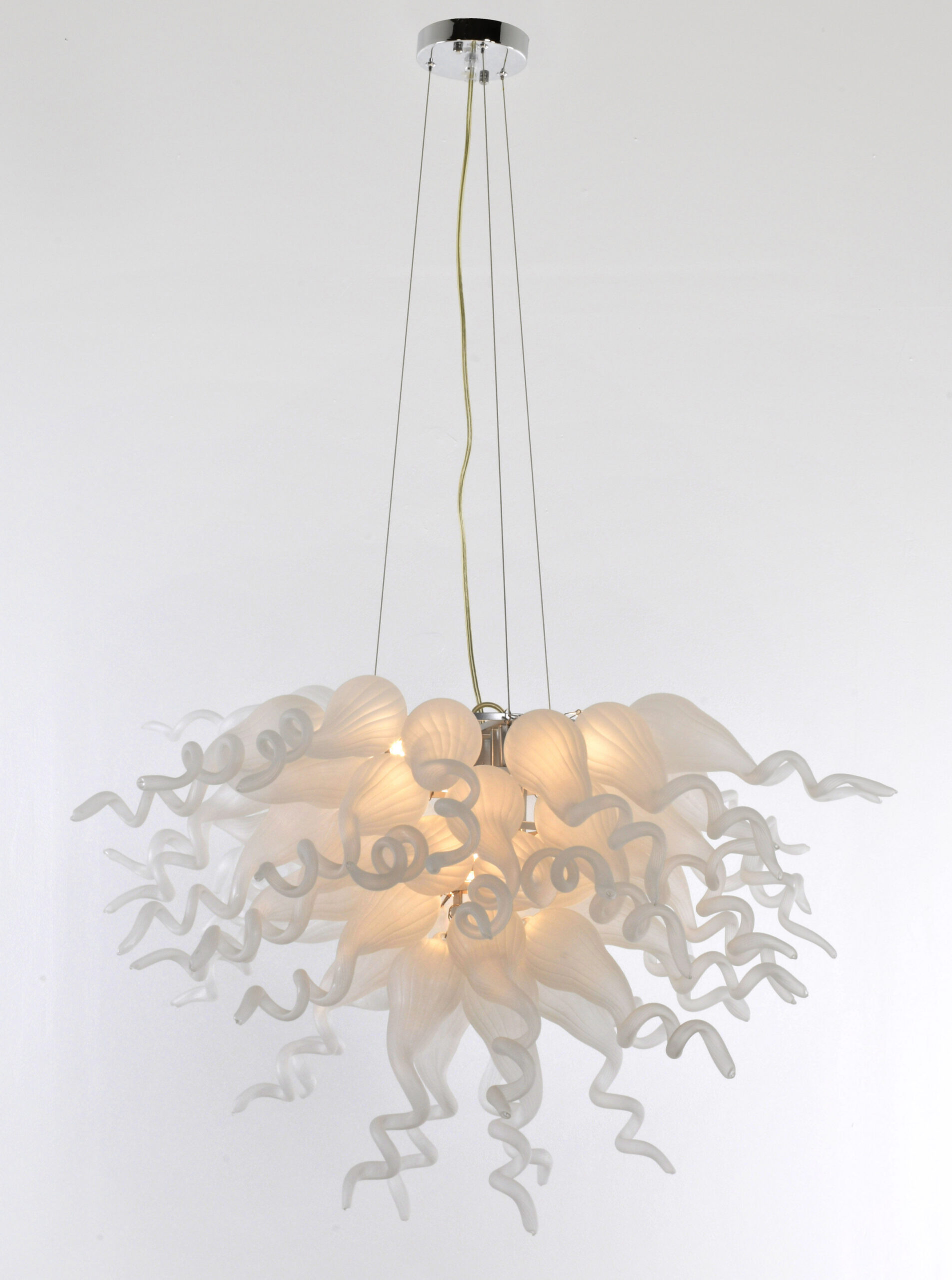 Frosted White Blown Glass Chandelier
