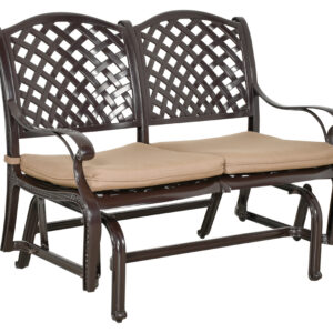 The Savannah Bench Glider by Bridgeton Moore is a charming addition to your outdoor space with its gentle rocking motion and comfortable seating. This 46-inch-wide bench offers seating for two