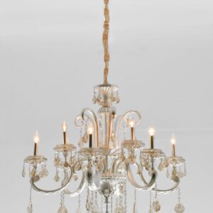 Illuminate your space with the Hollywood Brushed 9 Light Chandelier
