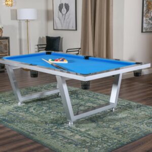 Introducing our NEW MODERN STAINLESS STEEL POOL TABLE INDOOR/ OUTDOOR from AFD Home. Distributors of elegant Pool Tables. High Quality 301 Stainless Steel combines with weather-resistant pockets