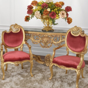 Our French Rococo Fireside Chairs-Pair is a beautiful example of a style of furnishings