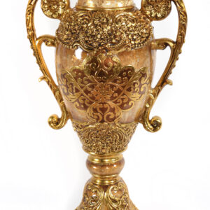 urn or planter from our House of Medici collection. A collection inspired by the art of Florence and the old world opulence of the Italian Renaissance Era. Hand cast in durable Polyresin. Intricate raised details are accented and antiqued with rich jeweled tone hand finishing. The subtle use of real variegated gold and silver leafing is a special effect of this extraordinary Medici Collection. Sold separately but often ordered in pairs for balance and symmetry. Consider adding this item with other offerings from the Fabulous Medici Collection for an even larger grouping. No Assembly Required
