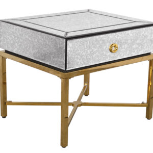 Contemporary Design -Marbled mirror glass with gold highlights -easy open drawer