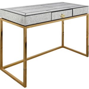 Contemporary Design. Marbled mirror glass with gold highlights. Easy open drawer. Can be used as small desk or behind the sofa.