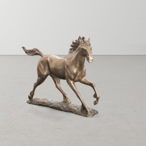 is from our popular Platine Metal Series. The original design was Artist sculpted and then hand cast in Polyresin. It features our special and rich Platine metal plated finish. A finish that enables the artists to burnish and polish the details creating a very expensive looking yet affordable decorative art sculpture.
