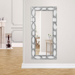 the Diamond Stack Leaner Wall Mirror brings depth and dimension to any setting.  Reflections are more than just reflections—they bring spaces to life