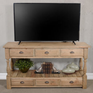 The 63"W Farmhouse Rustic Country Coastal Console Table 6 Drawers at 63" wide x 18" deep x 35.50" tall is a very cool