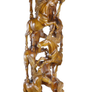Make a powerful artistic statement with this breathtaking Teak Multiple Horses Sculpture. Handcarved from solid teak wood