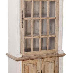 with additional cabinet shelf storage behind closed doors in the base. The Cabinet Hutch is handmade