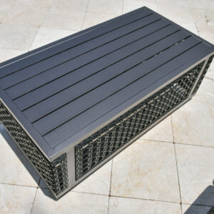 this table is sold separately but can also be ordered with matching Monterey Side Tables to create a complete outdoor cocktail table set.  Accentuated by hand-woven UV and Split Resistant Poly weave.  The poly weave construction accommodates expansion and contraction in various climates