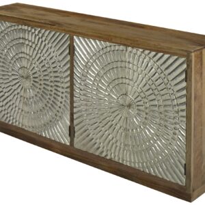 Top Seller! The Modern Mango Aluminum Credenza 80 Inches is a very unique modern Rustic Design measuring 40 Inches Tall x 80 Inches Wide. A design that will help take your interior design to the next Level. Constructed of Natural Mango Hardwoods using tongue and groove joint methods. This Credenza offers 4 Doors that are decoratively Clad in Aluminum that open to ample storage. Natural finishing seals and protects the multi step blended finish. Hand Made and Hand Finished in India for AFD Home. Arrives Fully Assembled