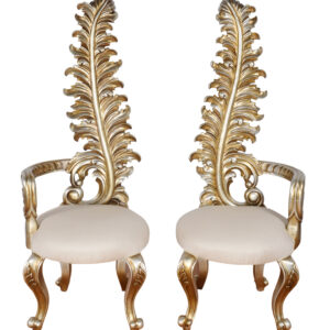 Platina Italia Leaf Chair Set of 2 each measuring 23 width x 22 depth x 61.5 inches tall. They are a beautiful example of a style of furnishings