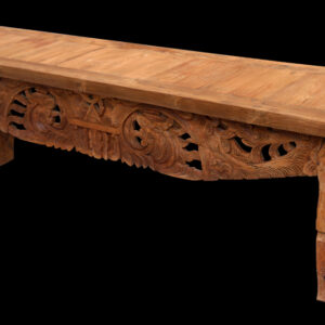This reclaimed teak bench showcases exceptional craftsmanship and timeless character