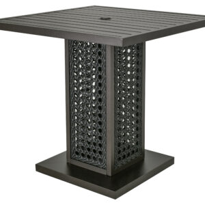 The outdoor Monterey Bar or Pub Table from the Monterey Collection is a stylish addition to any outdoor space. With dimensions of 42 inches square by 39 inches tall